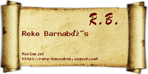 Reke Barnabás névjegykártya